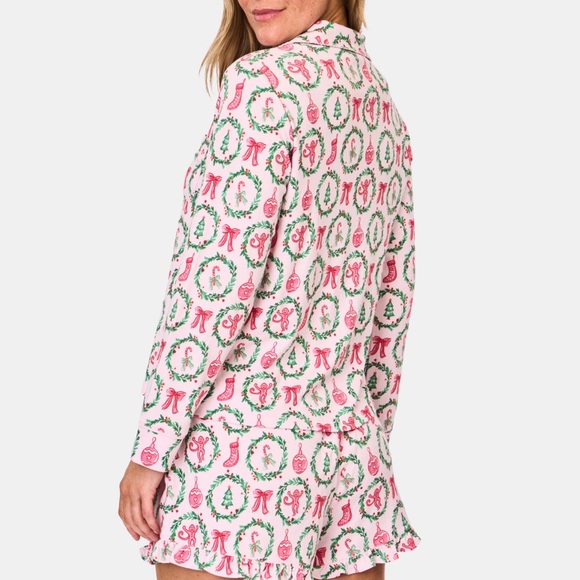 Roller Rabbit Festive Christmas  Pink and Green Pajama Set - Picture 5 of 7